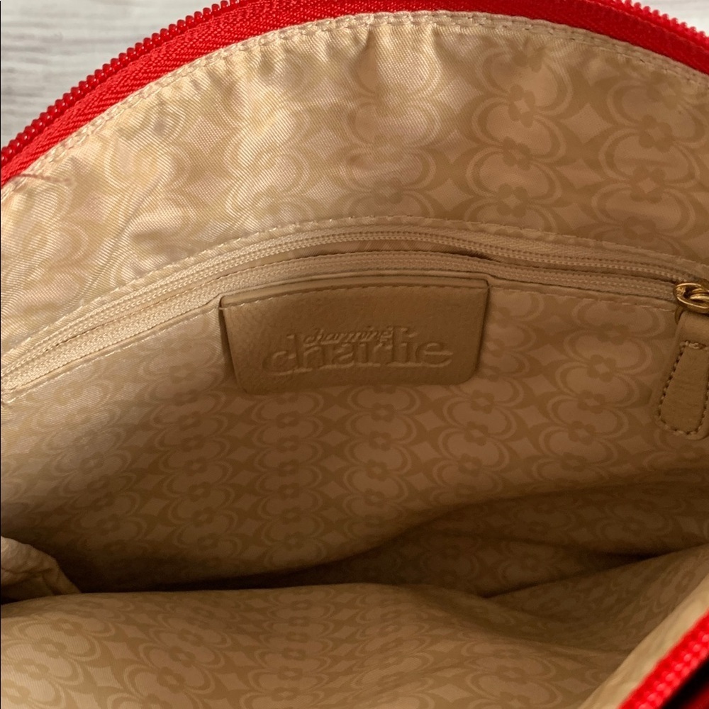 Charming Charlie Red Faux Cobbled Leather Crossbody Bag with Adjustable Strap - Picture 8 of 8